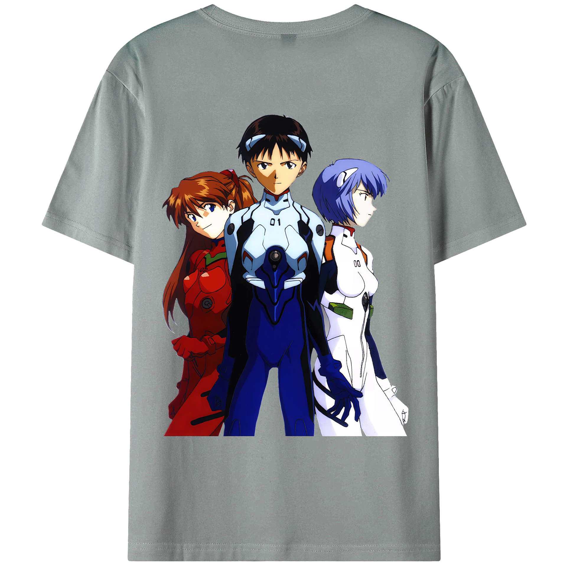 （画像用） EVA 新世紀エヴァンゲリオン 綿100％ メンズ半袖Tシャツ（バックプリント） 通気性